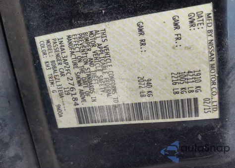 2015 Nissan Altima 2.5/2.5 S/2.5 Sl/2.5 Sv from USA, damaged, VIN 1N4AL3AP2FC276184